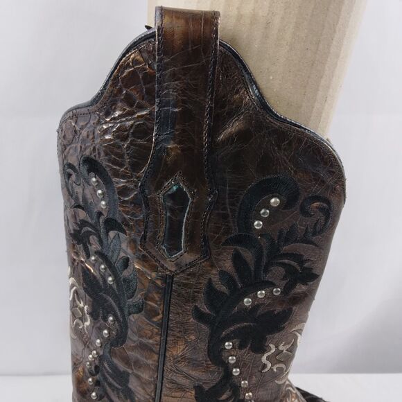 CORRAL Bronze Leather Studded Distressed Western Cowboy Boots Rodeo Women's 7M - Picture 3 of 16